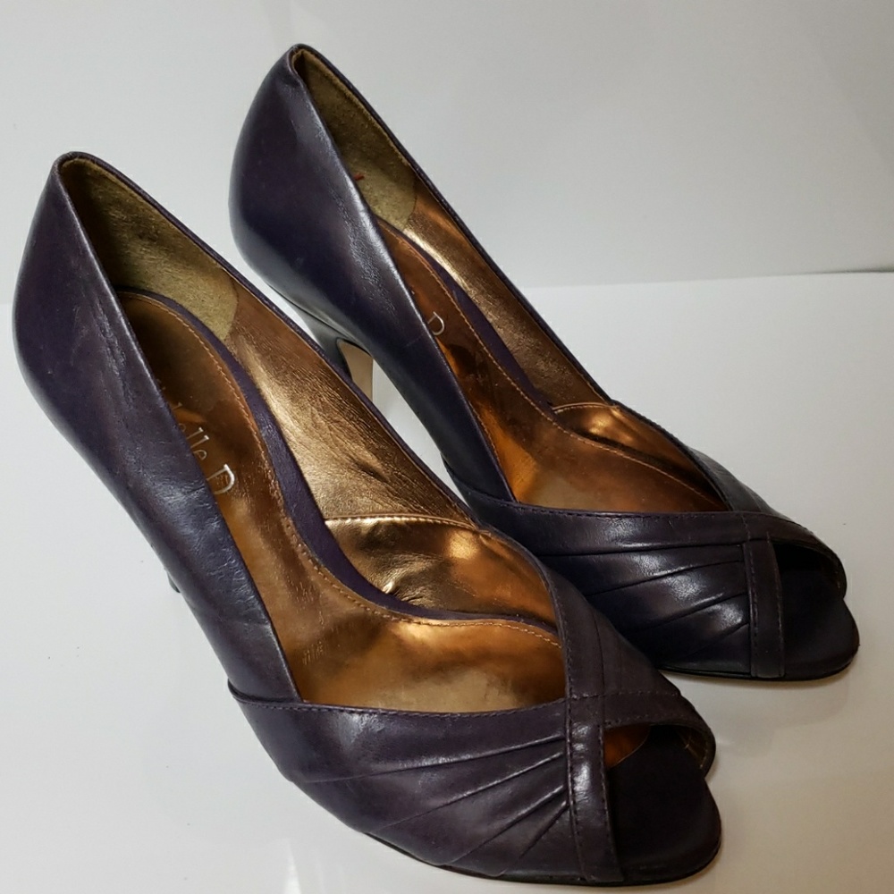 Michelle D Peep Toe Leather Heels